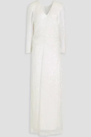 by Ti Mo Ruched sequined tulle maxi dress - White - XL