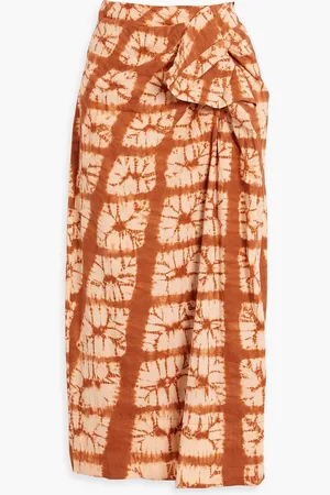 ULLA JOHNSON Ember ruffled tie-dyed cotton midi skirt - Brown - US 0