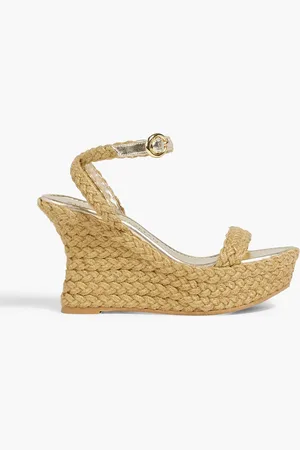 Stuart Weitzman Brada metallic jute espadrille wedge sandals - Neutral - EU 39