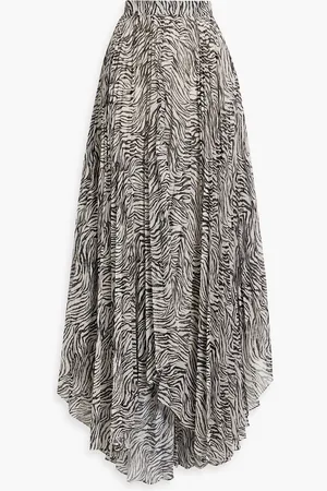Isabel Marant Alena asymmetric zebra-print chiffon maxi skirt - - 0
