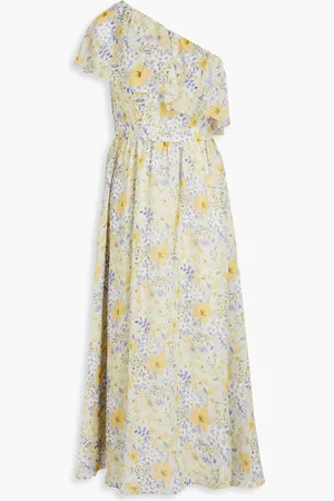 MIKAEL AGHAL One-shoulder floral-print chiffon midi dress - Green - US 6
