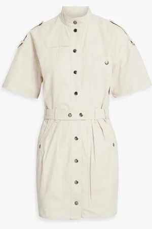 Marant Etoile Rodwell belted cotton-canvas mini dress - White - FR 34