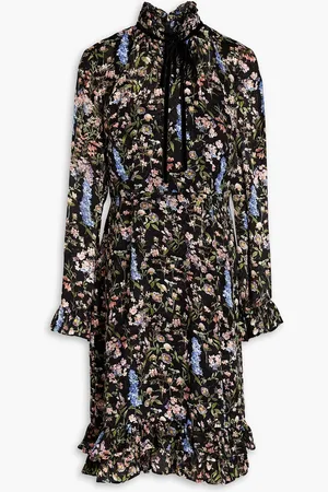 MIKAEL AGHAL Gathered floral-print fil coupé chiffon dress - - US 4