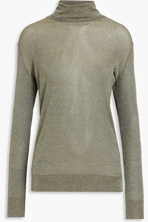 Fabiana Filippi Metallic stretch-knit turtleneck sweater - Green - IT 42