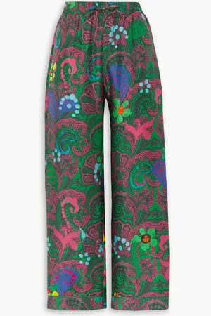 AZ FACTORY Printed silk-twill straight-leg pants - - FR 34