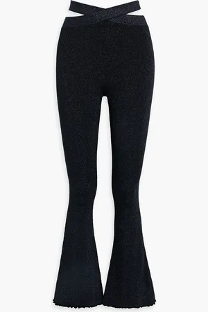 3.1 Phillip Lim Marlet cutout metallic ribbed-knit flared pants - Blue - M