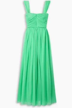 ADAM LIPPES Pleated silk-chiffon maxi dress - Green - US 8