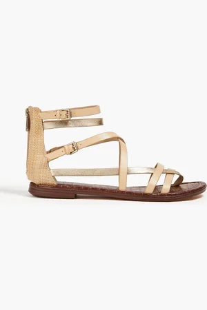 Sam Edelman Gibbs leather and faux raffia sandals - Neutral - US 6.5