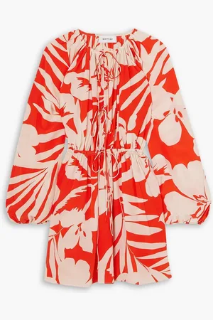 MATTEAU Printed silk-crepe mini dress - Red - 4