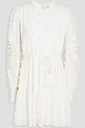 CAMI Carolina macramé-trimmed floral-appliquéd cotton mini dress - - S