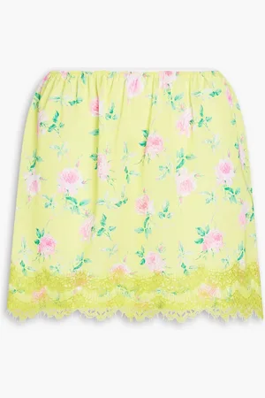 Msgm Lace-trimmed floral-print crepe de chine mini skirt - - IT 42