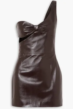 Zeynep Arcay One-shoulder cutout leather mini dress - Brown - US 2