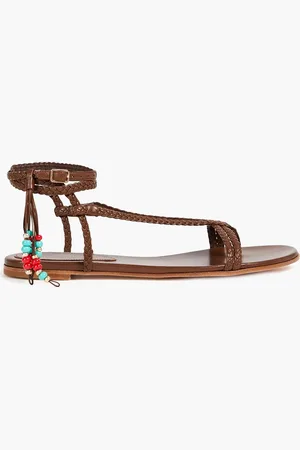Gianvito Rossi Kingston beaded braided leather sandals - - EU 35.5