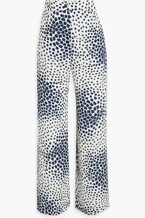 Diane von Furstenberg Adelaide printed crepe wide-leg pants - Blue - US 6