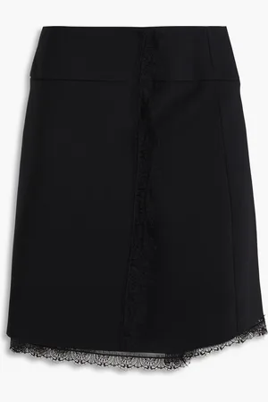 Alberta Ferretti Lace-trimmed crepe mini wrap skirt - - IT 38
