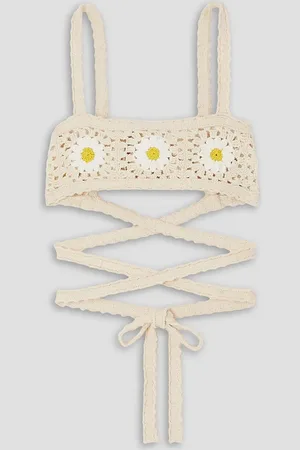 Alanui Daisy lace-up crocheted cotton bralette - White - M