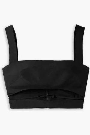 BRANDON MAXWELL Cropped cutout silk-faille top - - US 8