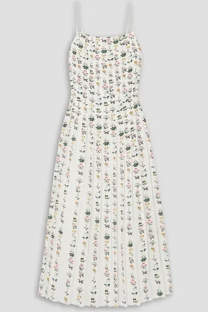 ADAM LIPPES Pleated floral-print silk crepe de chine midi dress - - US 6