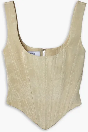 Christopher John Rogers Cotton-blend moire bustier top - Neutral - US 0