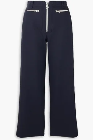MERYLL ROGGE Zip-detailed cotton-blend gabardine straight-leg pants - Blue - FR 32