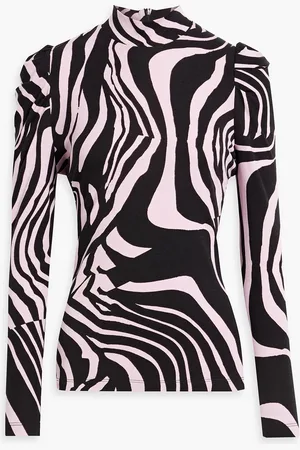 Diane von Furstenberg Doha zebra-print Lyocell and wool-blend jersey turtleneck top - Pink - XL