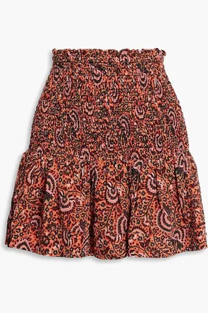 A.L.C. Kade shirred printed silk-crepe mini skirt - Red - US 12