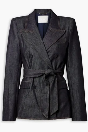 ADAM LIPPES Belted double-breasted denim jacket - Blue - XS