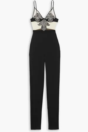 DAVID KOMA Crystal-embellished crepe jumpsuit - - UK 4