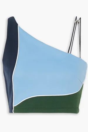 Ahluwalia Twice as Nice cropped color-block cotton-jersey top - Blue - UK 12