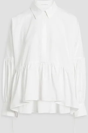 Cecilie Bahnsen Andrea gathered cotton-poplin blouse - - UK 12