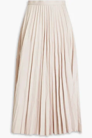 Joseph Siddons pleated linen-blend twill midi skirt - Pink - FR 38
