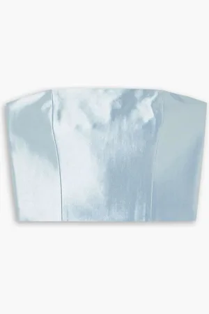 ROTATE Strapless cropped stretch-satin top - Blue - DE 34