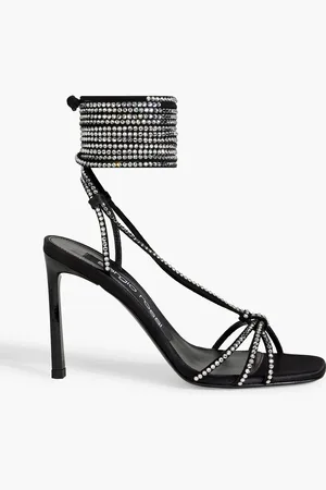 Sergio Rossi Sr Dea Crystal 95 embellished suede and satin sandals - - EU 37.5