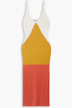 Partow Marilyn color-block ribbed-knit midi dress - Yellow - S