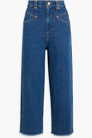Isabel Marant Daliska cropped frayed high-rise straight-leg jeans - Blue - FR 40