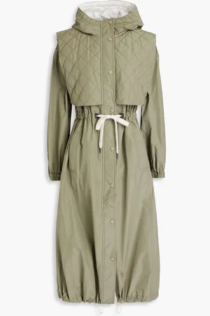 Brunello Cucinelli Quilted bead-embellished shell hooded parka - Green - IT 42