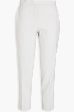 THEORY Treeca cropped linen-blend tapered pants - Gray - US 0