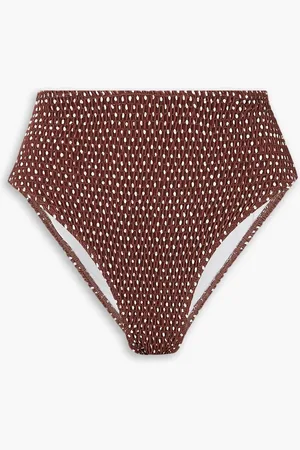 FAITHFULL THE BRAND Shirred polka-dot high-rise bikini briefs - - XS