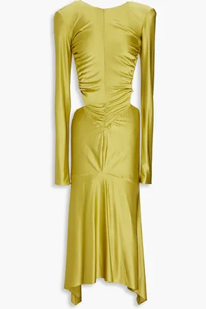 ALEXANDRE VAUTHIER Open-back crystal-embellished stretch-jersey midi dress - Green - FR 40