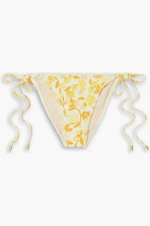 Peony Floral-print bikini briefs - Yellow - XL