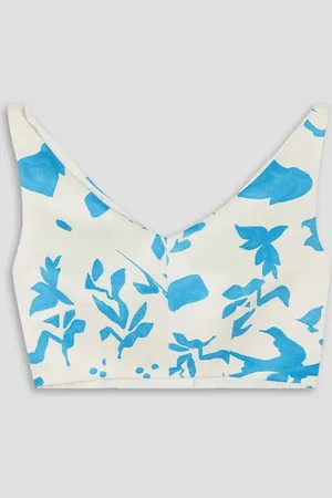 EMILIA WICKSTEAD Solange cropped printed faille top - - UK 14
