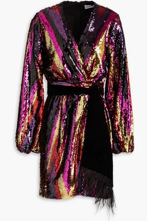 Rebecca Vallance Kaia wrap-effect embellished tulle mini dress - Pink - UK 4