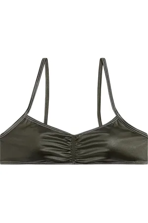 Solid The Mimi tie-back ruched bikini top - Green - XS