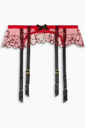 Agent Provocateur Maysie embroidered tulle suspender belt - - 4