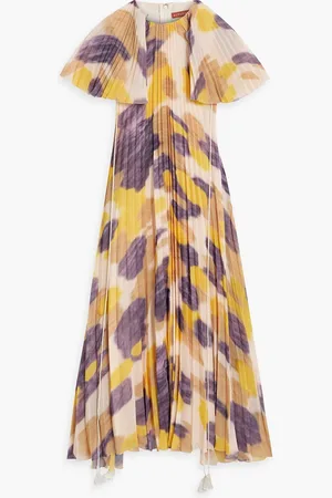Altuzarra Pleated printed chiffon midi dress - Orange - FR 34