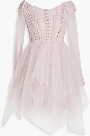 ZIMMERMANN Off-the-shoulder embellished tulle mini dress - Purple - 1