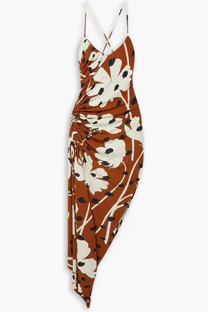 MONSE Asymmetric draped printed stretch-crepe midi dress - - US 6