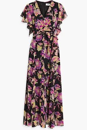 Diane von Furstenberg Bleuet ruffled floral-print chiffon maxi dress - - XXS