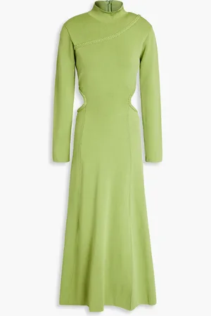 AJE Amelie cutout knitted midi dress - Green - M