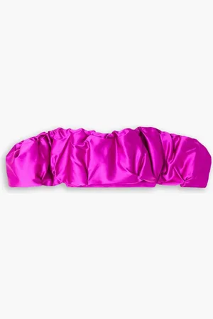 Simkhai Leonora cropped gathered taffeta cold-shoulder top - Pink - US 2
